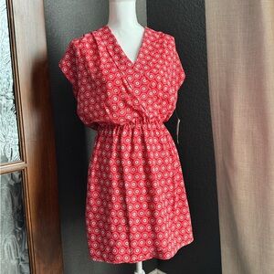 Maison Jules Red Geometric Midi Dress